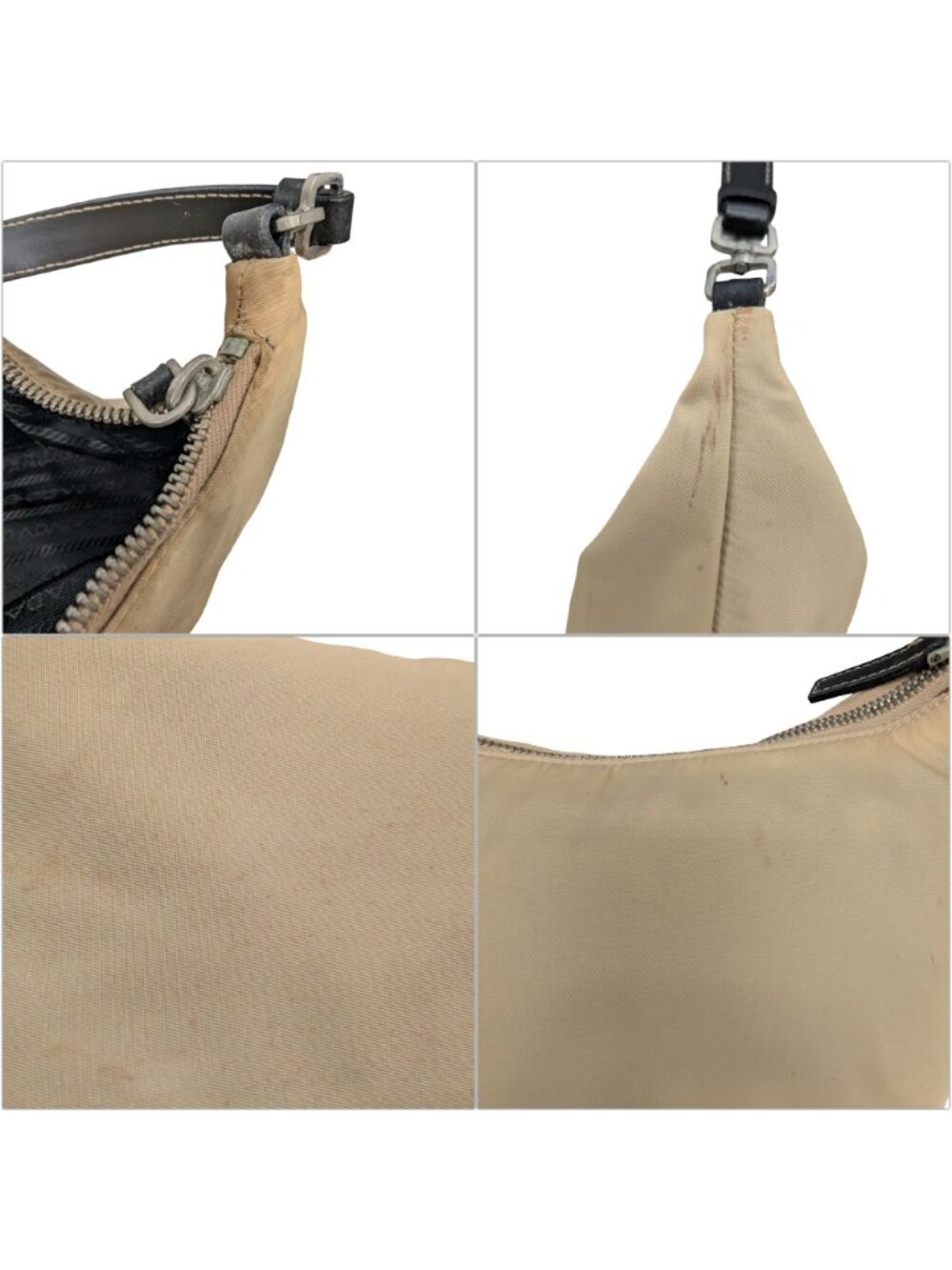 Vtg Prada Tessuto Sirio Mini Shoulder Bag Beige Nylon BR1267 Y2K Hobo Purse - Picture 13 of 13